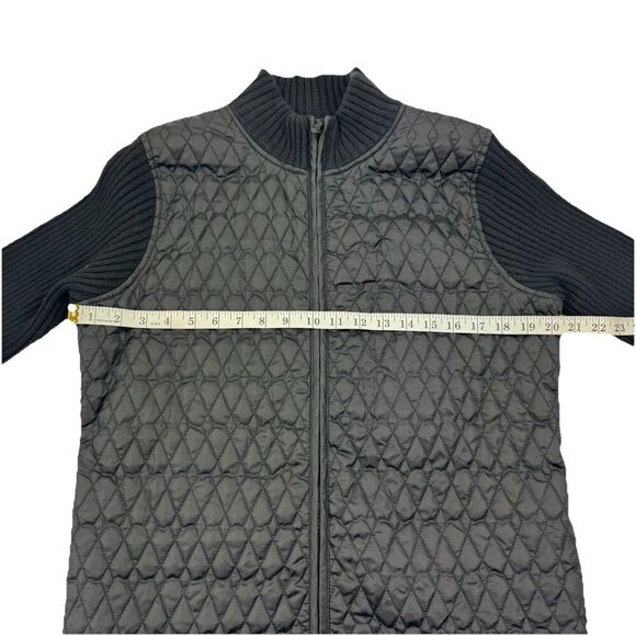 For Cynthia Black Sweater Jacket Size XL Quilted Front Casual Full Zip - Picture 7 of 8